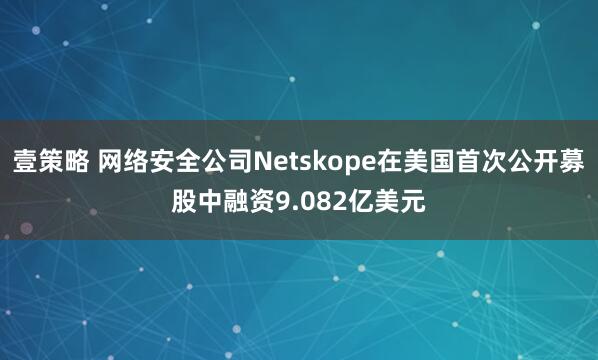 壹策略 网络安全公司Netskope在美国首次公开募股中融资9.082亿美元